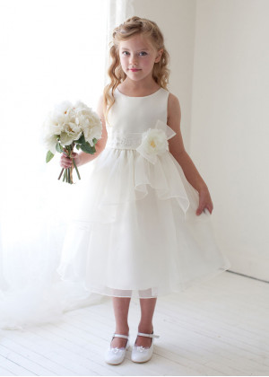 Satin Organza Double Layered Flower Girl Dress